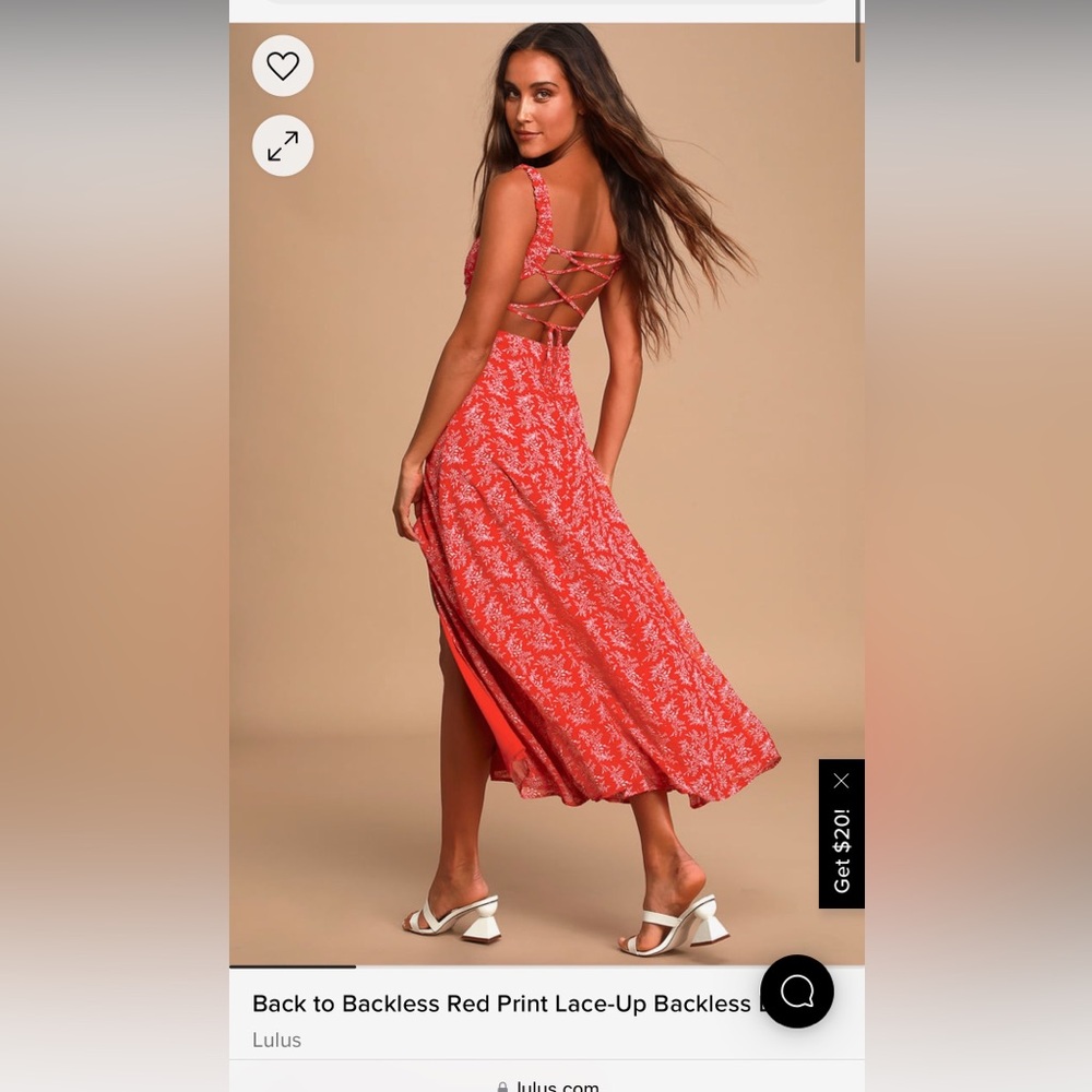 Lulu’s Back to Backless Red Print Dress- Size Small- NWT